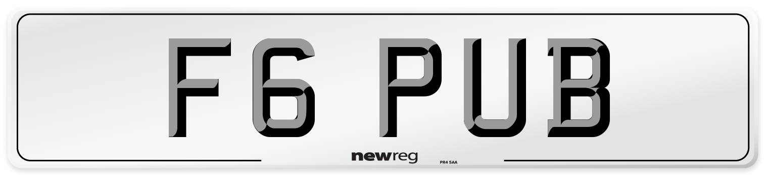 F6 PUB Number Plate from New Reg
